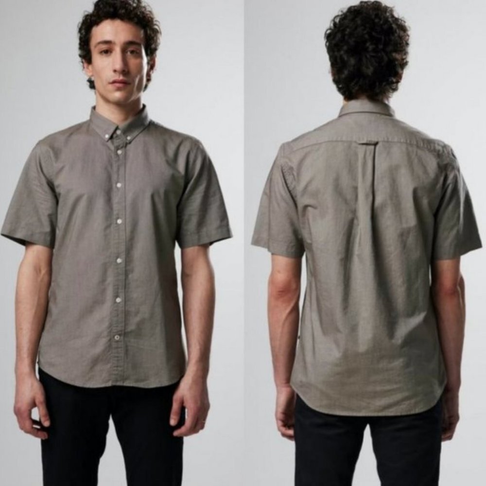 NEW NN07 No Nationality Slim Cotton Khaki Short Sleeve Shirt Size XL Sixteen Top